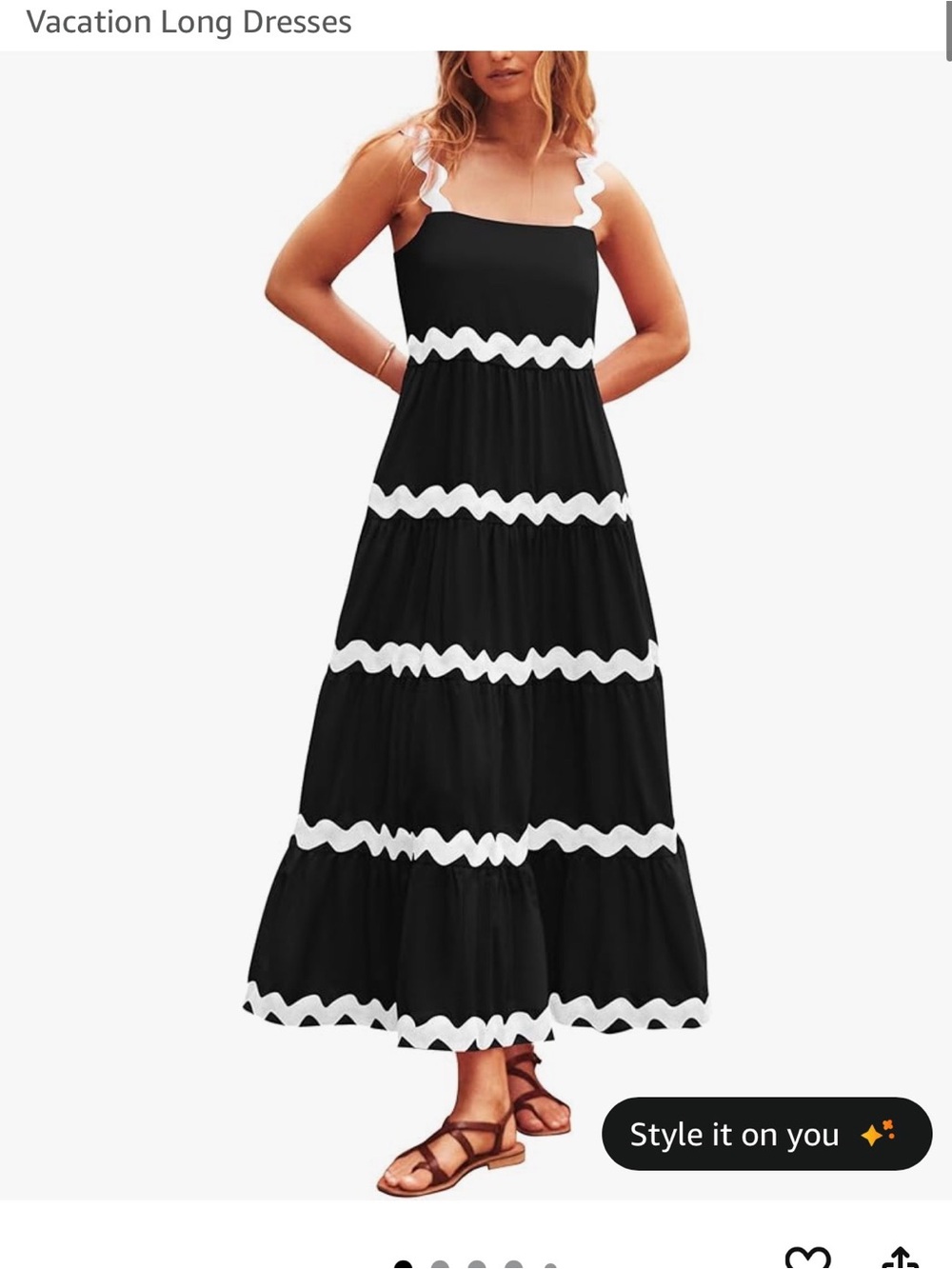 Black Maxi Dress with White Ruffle Trim